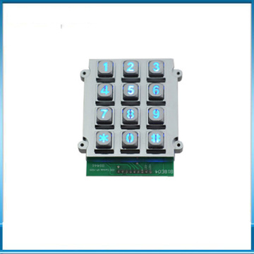 LED Backlight Metal Zinc Alloy 3x4 Numeric Keypad